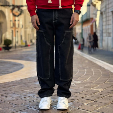Jeans cargo nero soft baggy fit - FLAG STORE